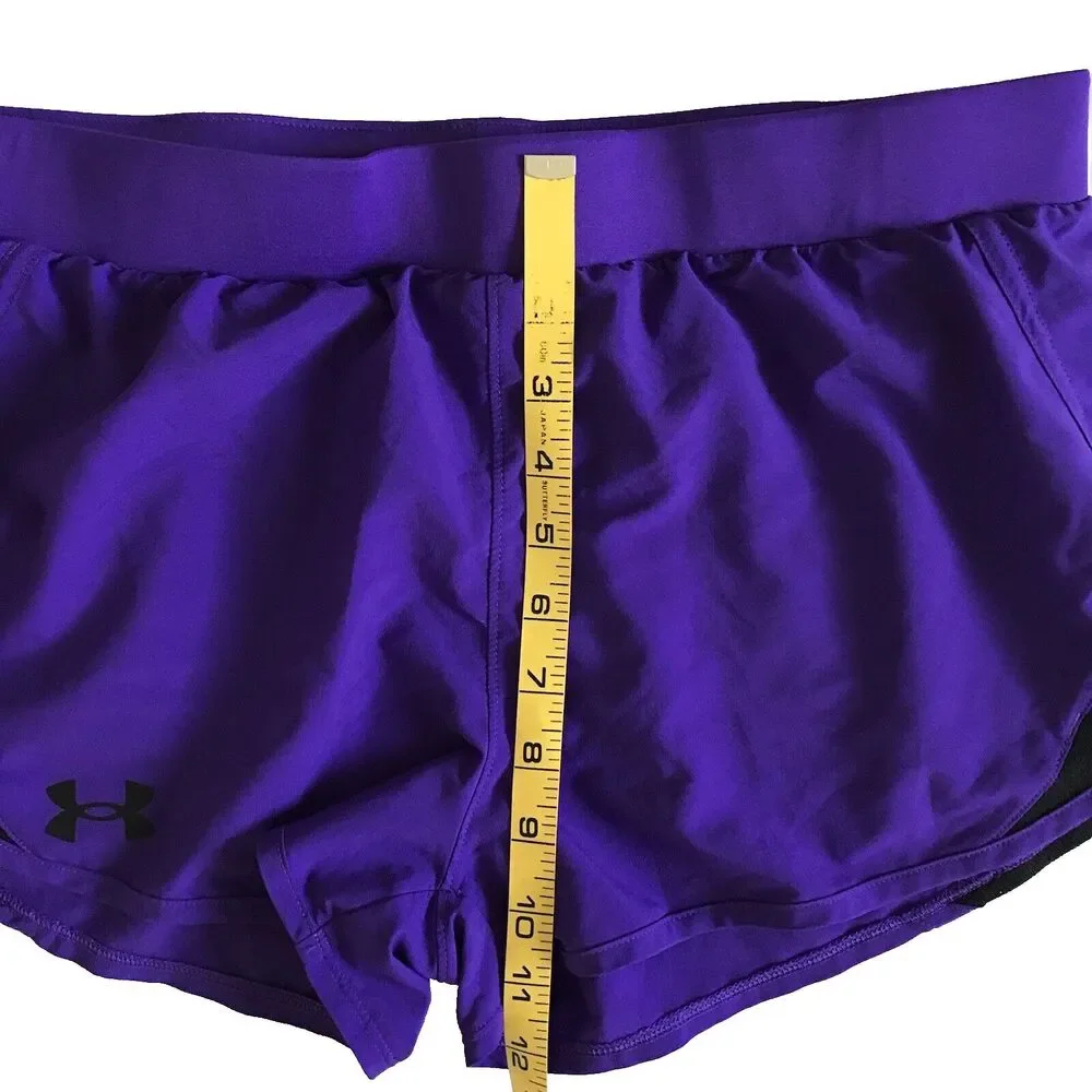 Under Armour Girls Fly By Shorts Purple Youth XL (fits Womens XS/S) Unlined Gym